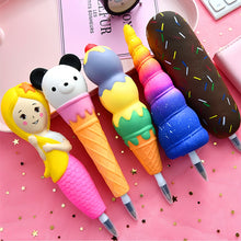 Load image into Gallery viewer, New Squishy Antistress Toys Ice Cream Hot Dog Unicorn Slow Rising Pen Cap Soft Squeeze Pen Stress Relief Toy Children&#39;s Day Gift
